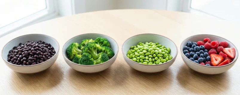 Дізнайтеся про 4 ключові продукти, які допоможуть ефективно контролювати рівень цукру в крові: квасоля, броколі, едамаме та ягоди.