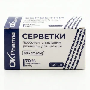 Серветки спиртові OK Pharma, 60х30 мм (100 шт)